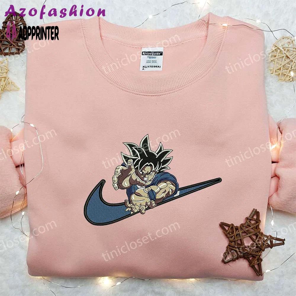 Goku kamehameha x nike swoosh embroidered sweatshirt – dragon ball & nike inspired shirt Embroidered Shirt