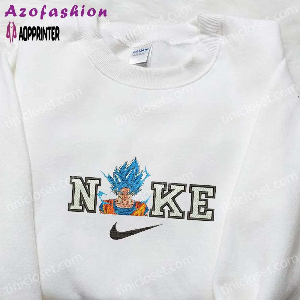 Goku super saiyan blue x nike anime embroidered shirt dragon ball & nike inspired Embroidered Shirt