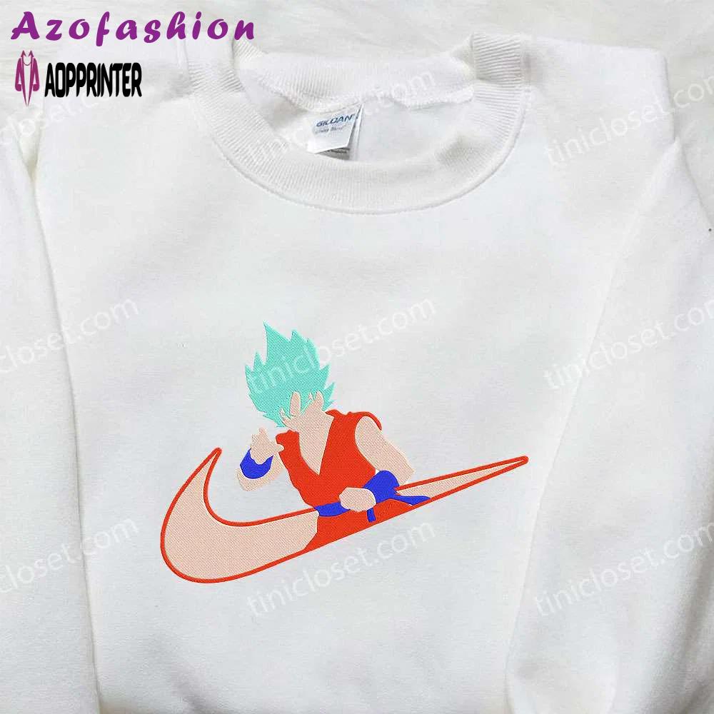 Goku super saiyan blue x nike embroidered shirt – dragon ball & custom design Embroidered Shirt