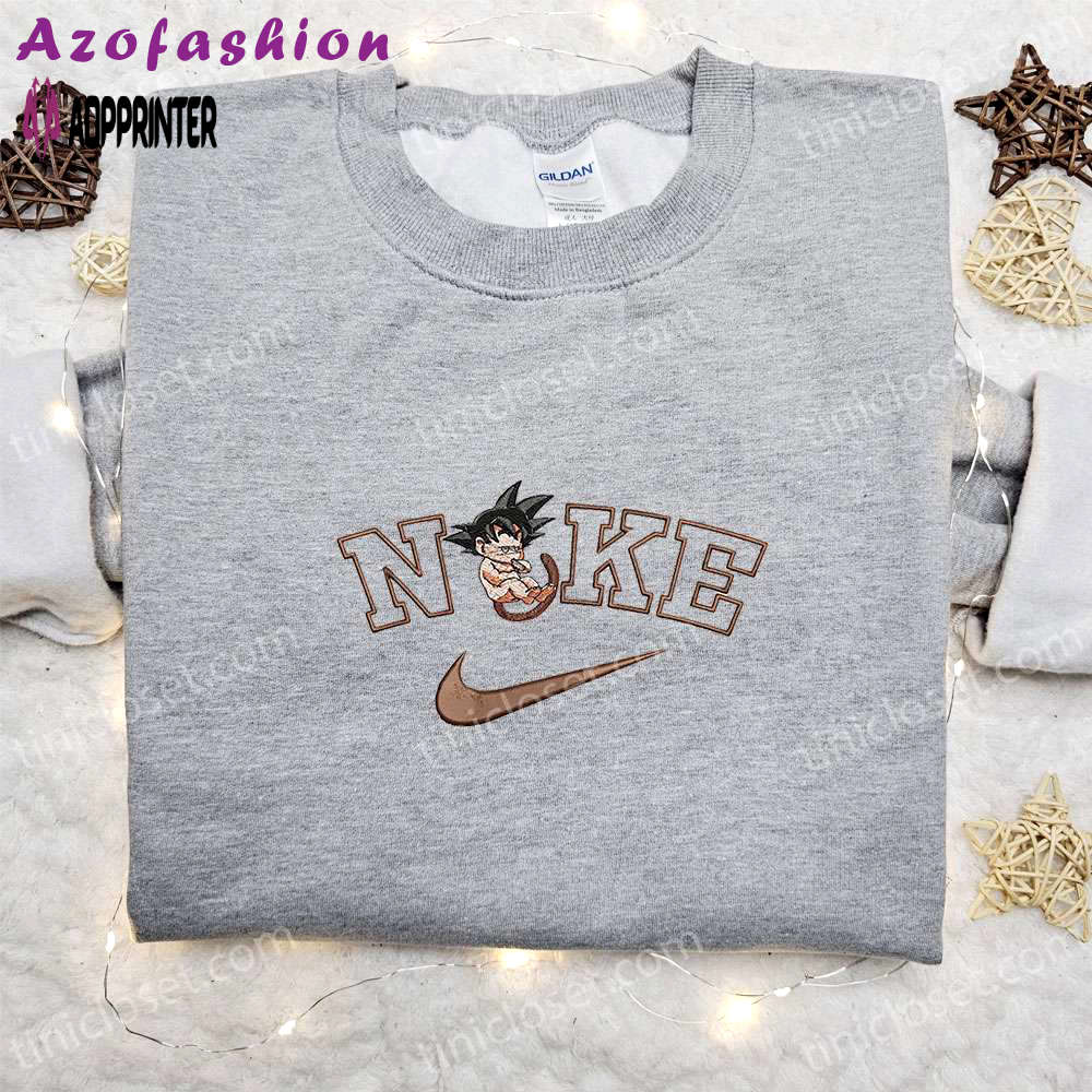 Goku x nike swoosh anime embroidered tshirt dragon ball shirt Embroidered Shirt