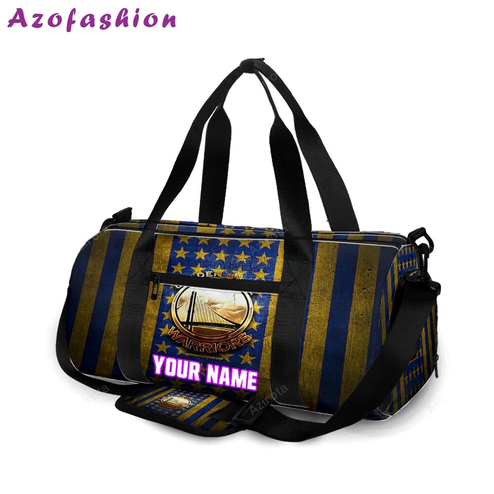 Golden state warriors emblem flag texture vintage personalized name travel bag gym bag 954 Travel Bag