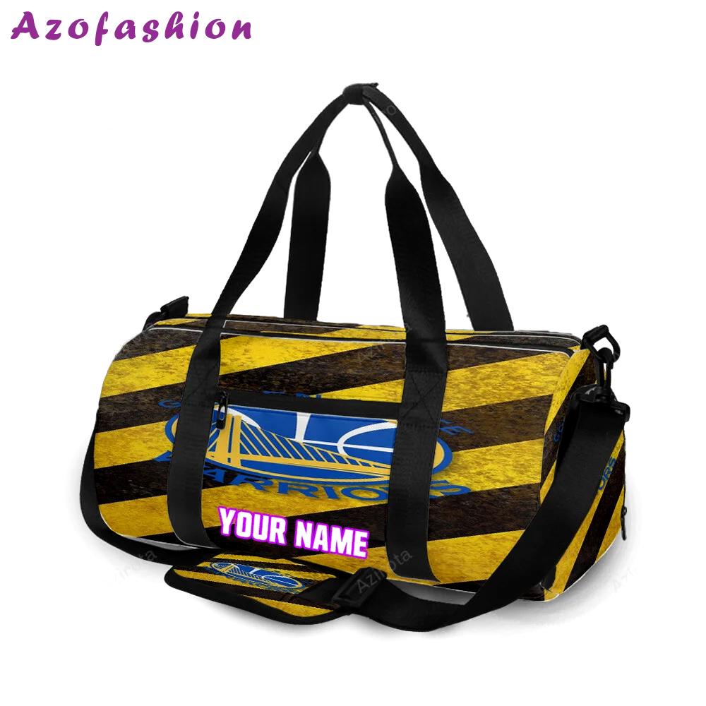 Golden state warriors emblem stripe graphic personalized name travel bag gym bag 1715 Travel Bag