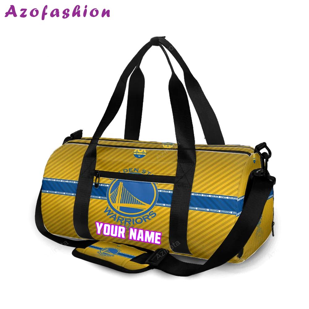 Golden state warriors emblem texture stripe personalized name travel bag gym bag 1975 Travel Bag