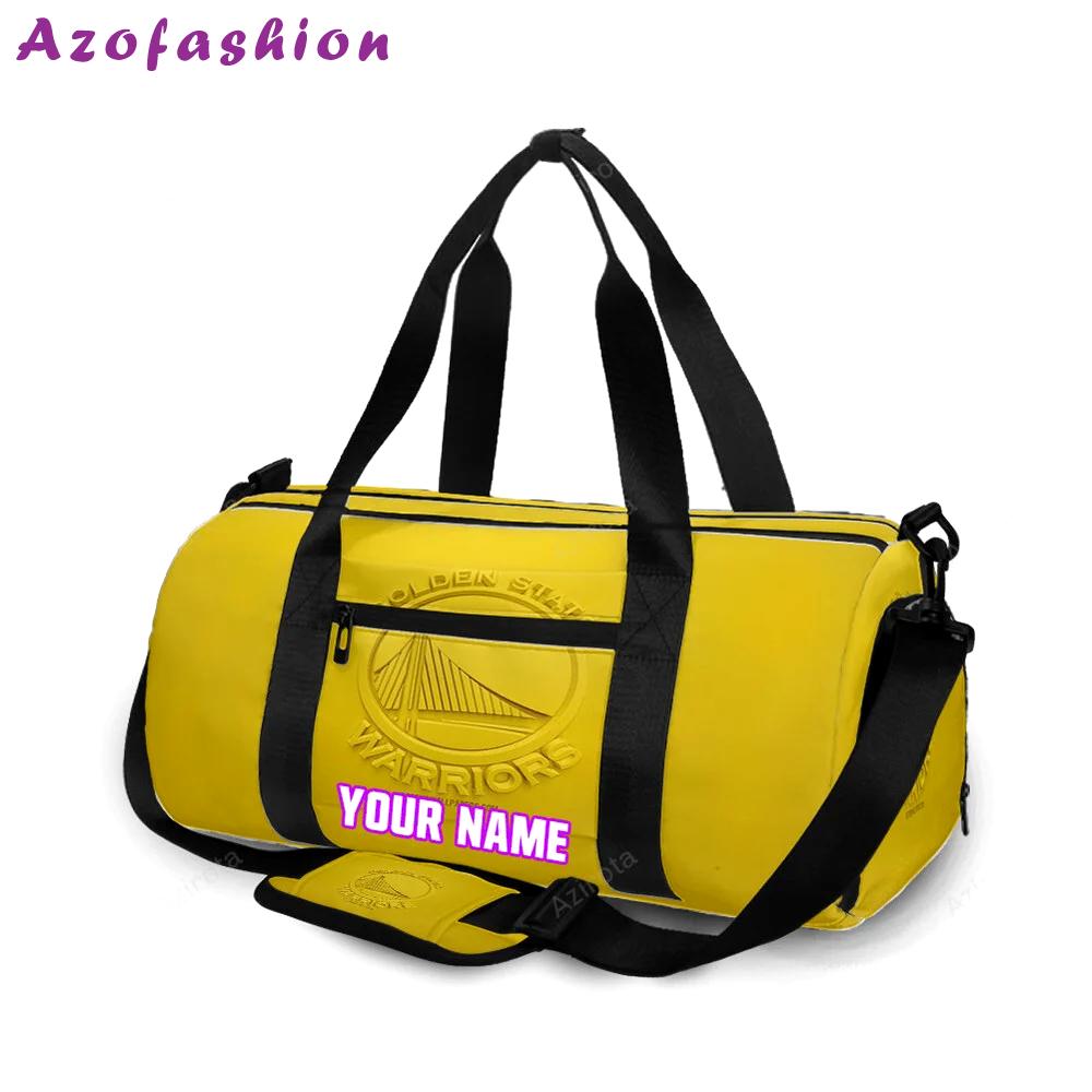 Golden state warriors emblem texture5 yellow personalized name travel bag gym bag 1820 Travel Bag