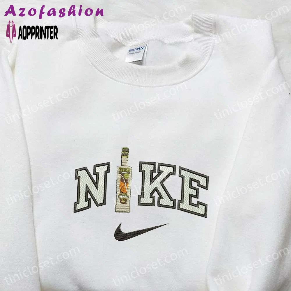 Golden wine bottle x nike embroidered shirt & hoodie: best gift ideas for dad – favorite foods & drinks Embroidered Shirt