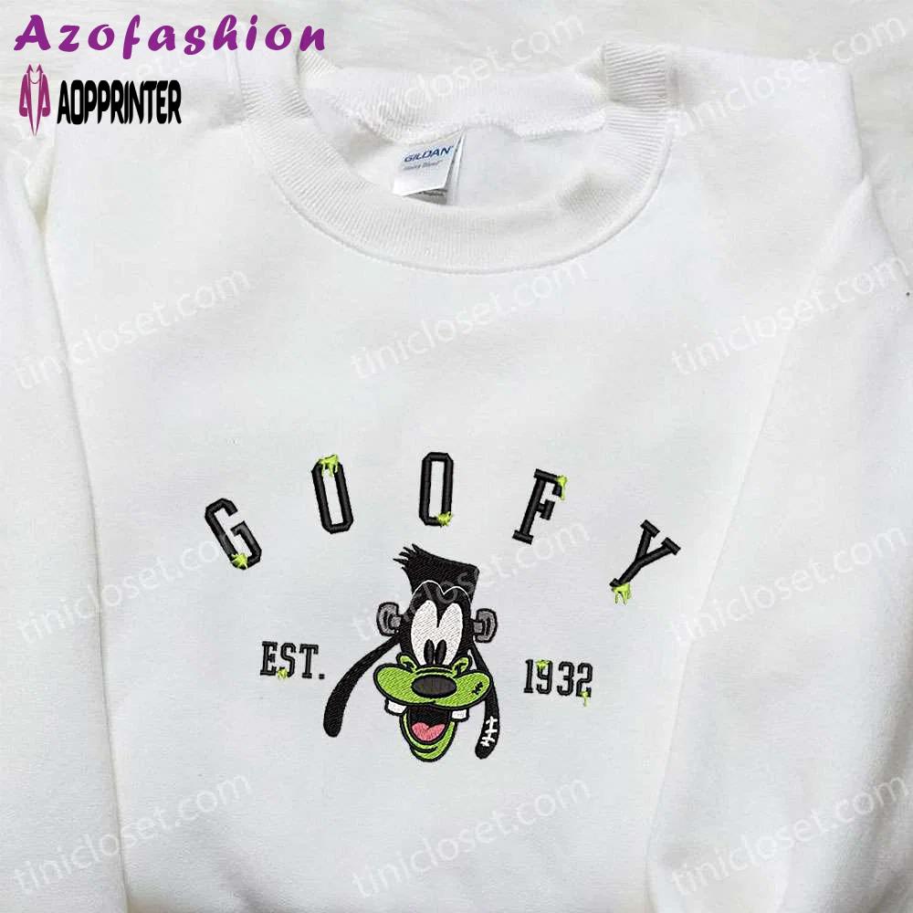 Goofy est 1932 & disney halloween embroidered shirt – spooky halloween t-shirts Embroidered Shirt