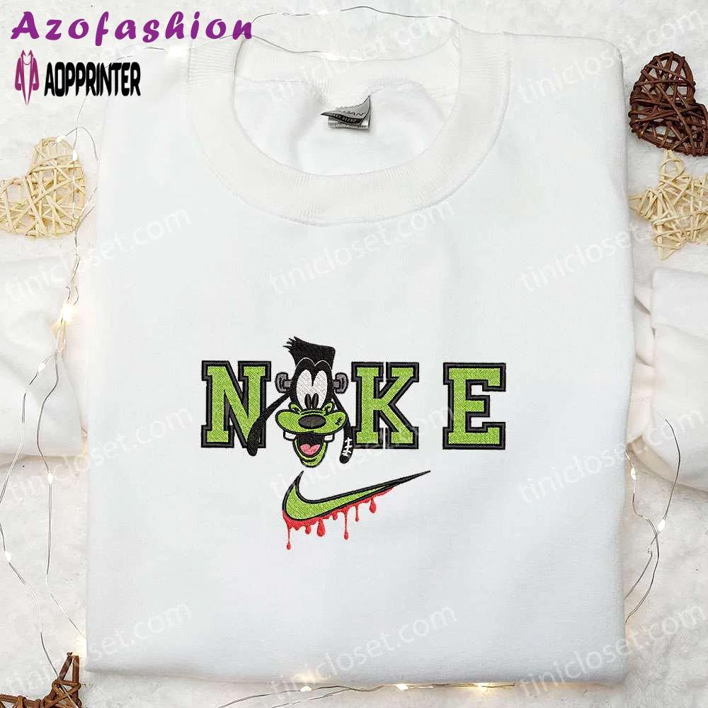 Goofy frankenstein x nike embroidered hoodie & shirt: best halloween gift ideas Embroidered Shirt