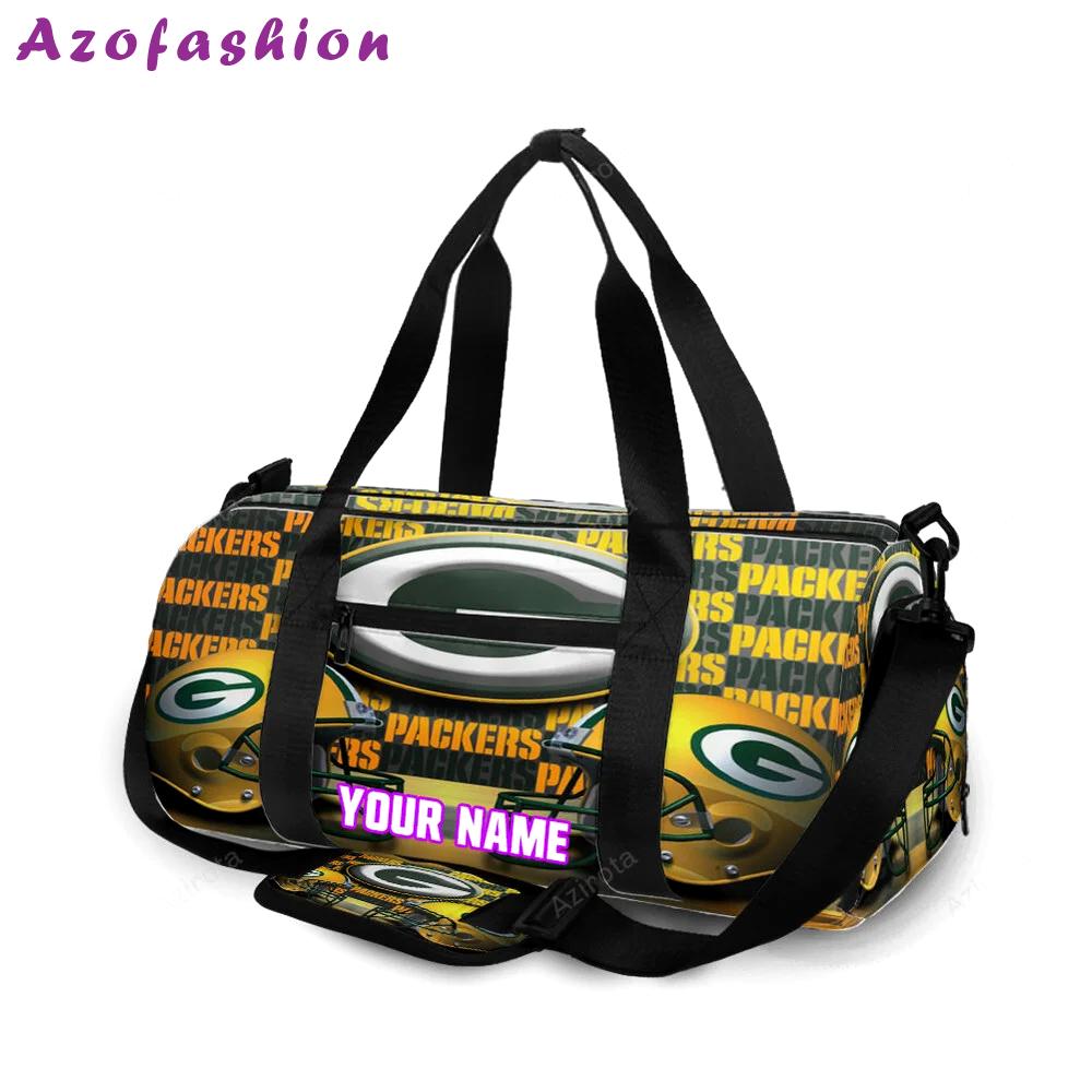 Green bay packers helmet emblem personalized name travel bag gym bag 1587 Travel Bag