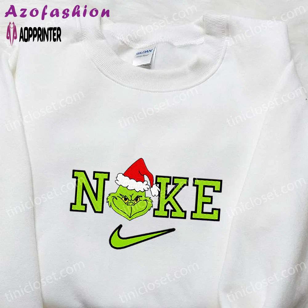 Grinch christmas x nike movie embroidered sweatshirt – best gift idea for nike fans Embroidered Shirt