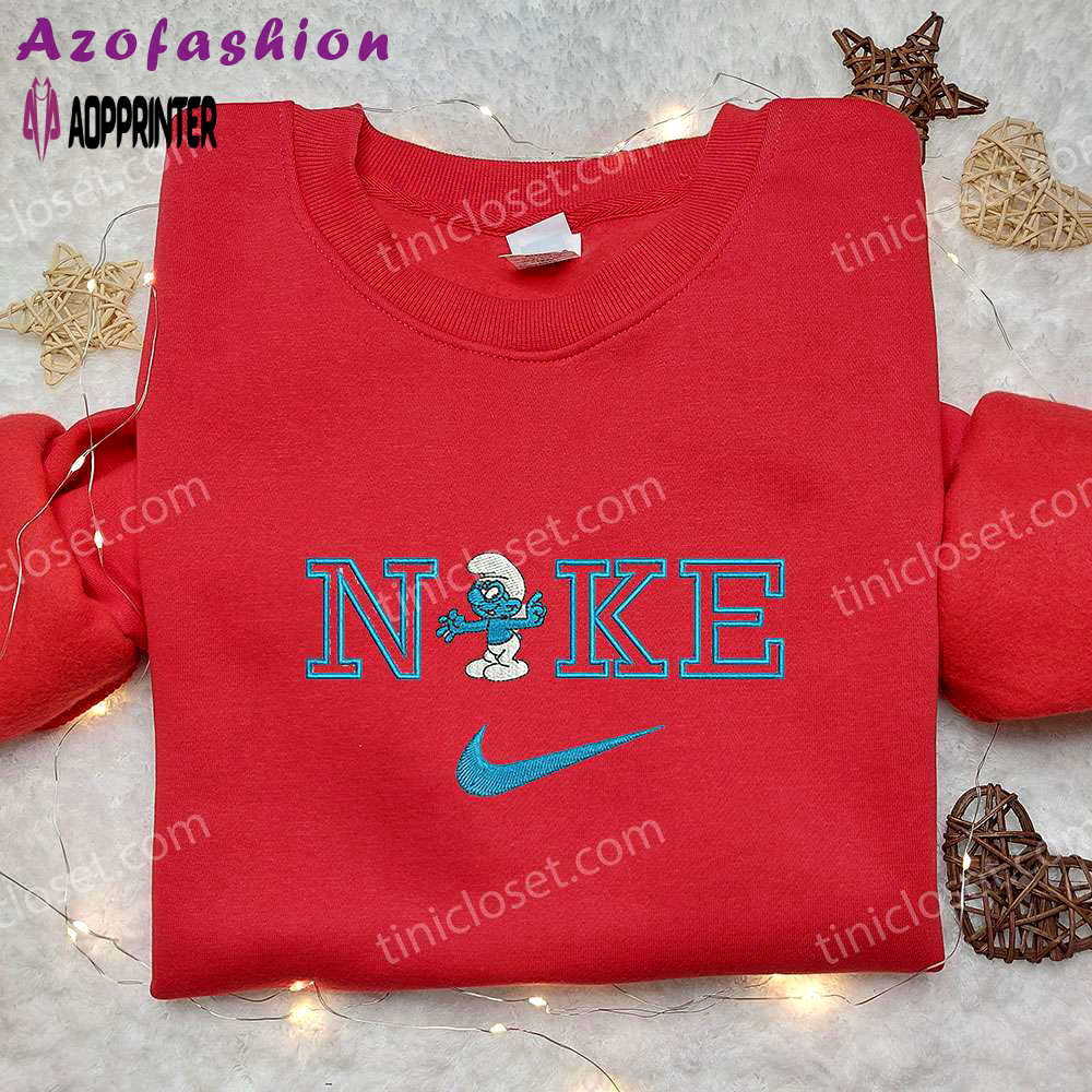 Grouchy smurf x nike embroidered sweatshirt – the smurf shirt nike inspired Embroidered Shirt