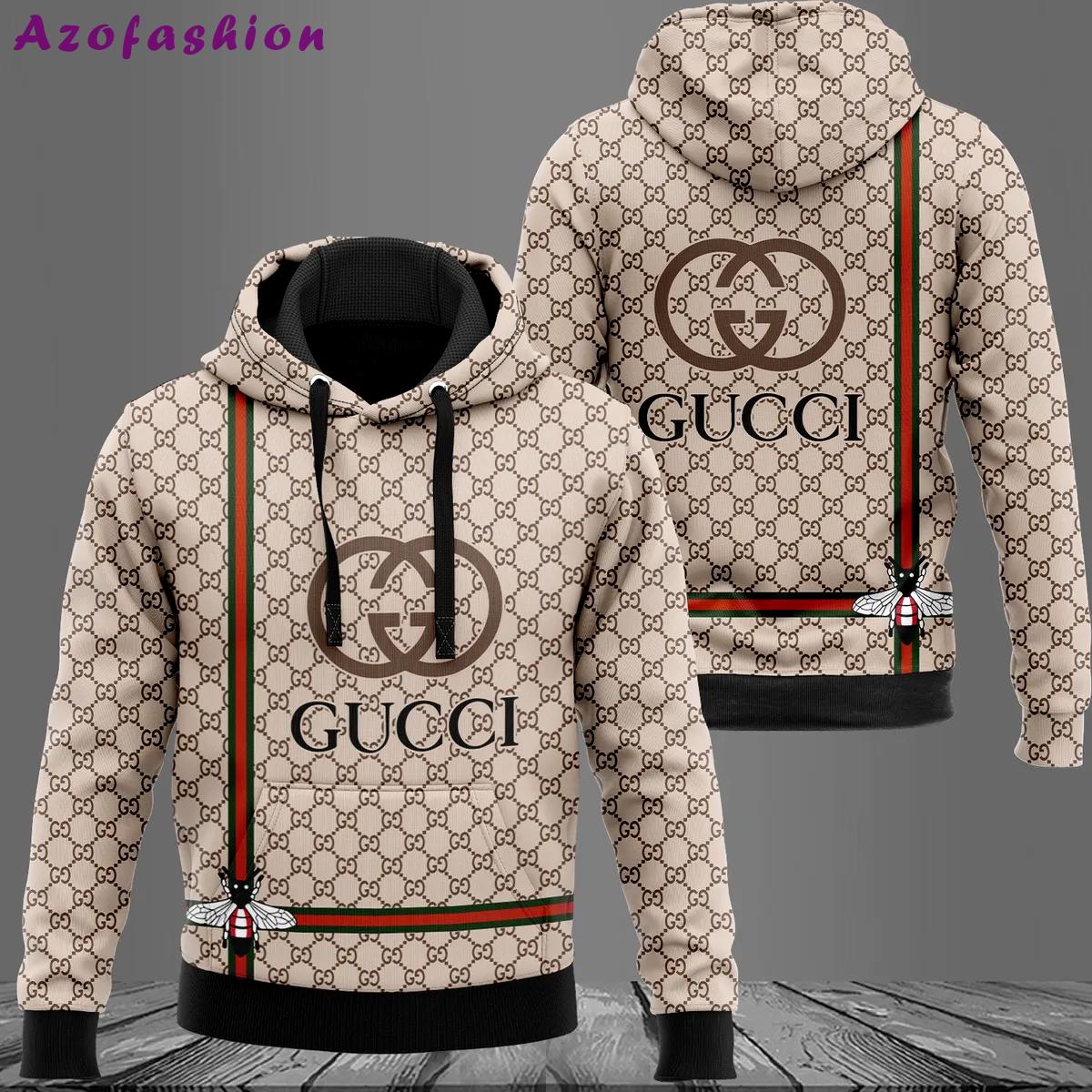 Gucci bee beige luxury unisex hoodie luxury brand outfit for men women Hoodie 3D