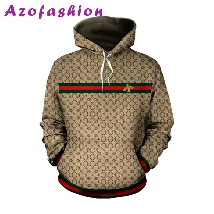 Gucci bee brown unisex hoodie for men women luxury brand clothing clothes outfit Hoodie 3D