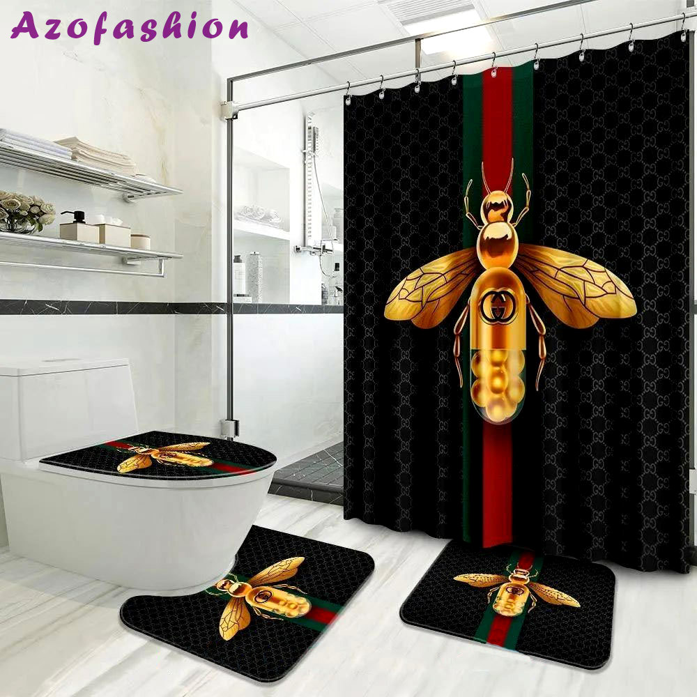 Gucci black bee home decor hypebeast luxury fashion brand bath mat bathroom sets Bathroom Set