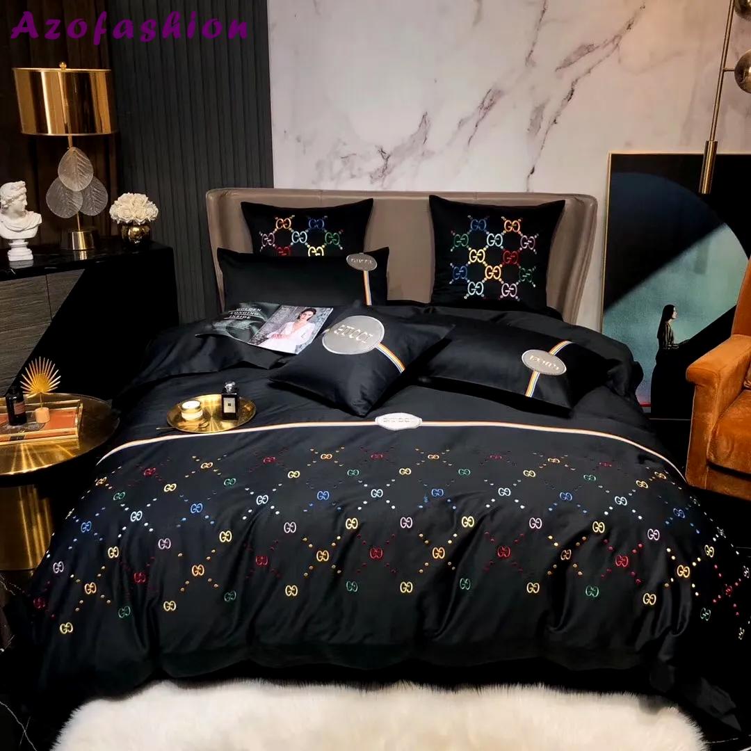 Gucci black fashion luxury brand bedding sets bedspread duvet cover set, bedroom decor , thanksgiving decorations for home Bedding Sets