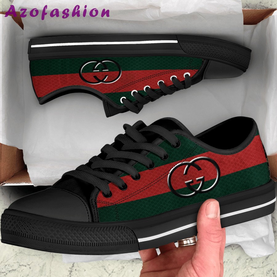 Gucci black stripe low top canvas shoes sneakers hot best for men women 104 lwcs Low Top Canvas Shoes