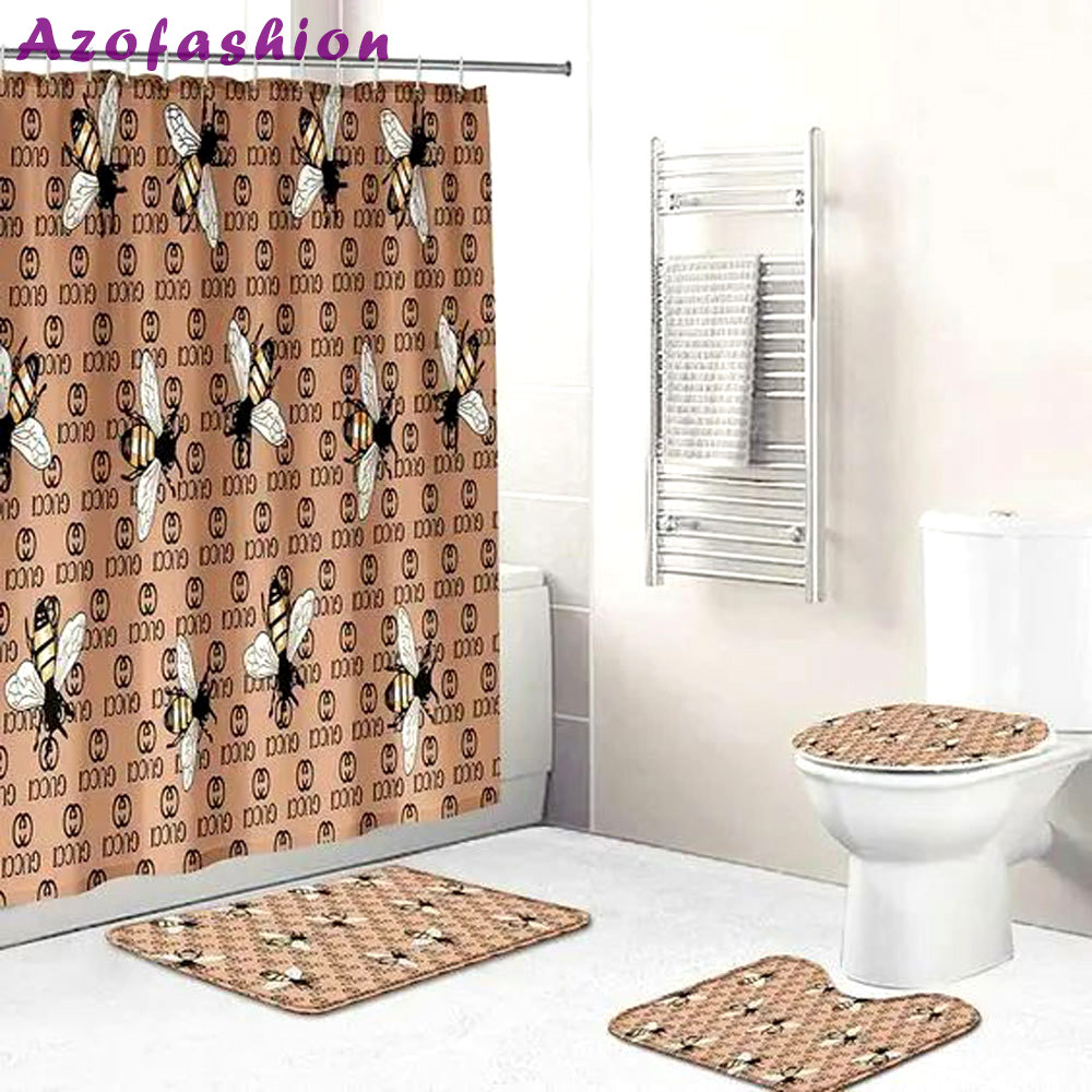 Gucci brown bathroom sets hypebeast bath mat luxury fashion brand home decor Bathroom Set