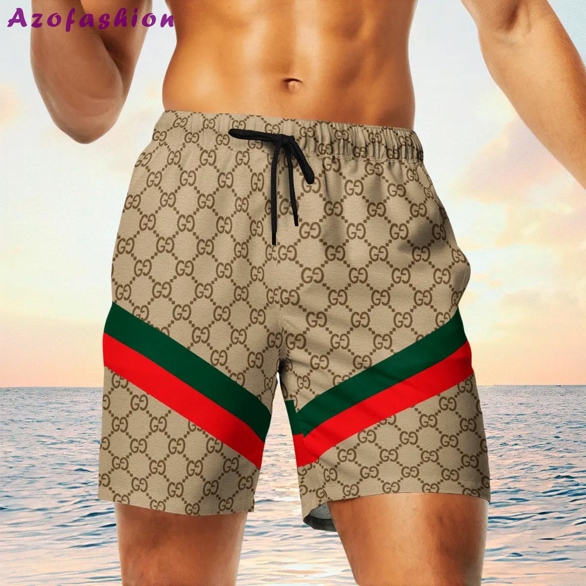 Gucci cream stripes luxury brand premium fashion shorts for men luxury summer outfit trending 2023 74 Shorts For Ment