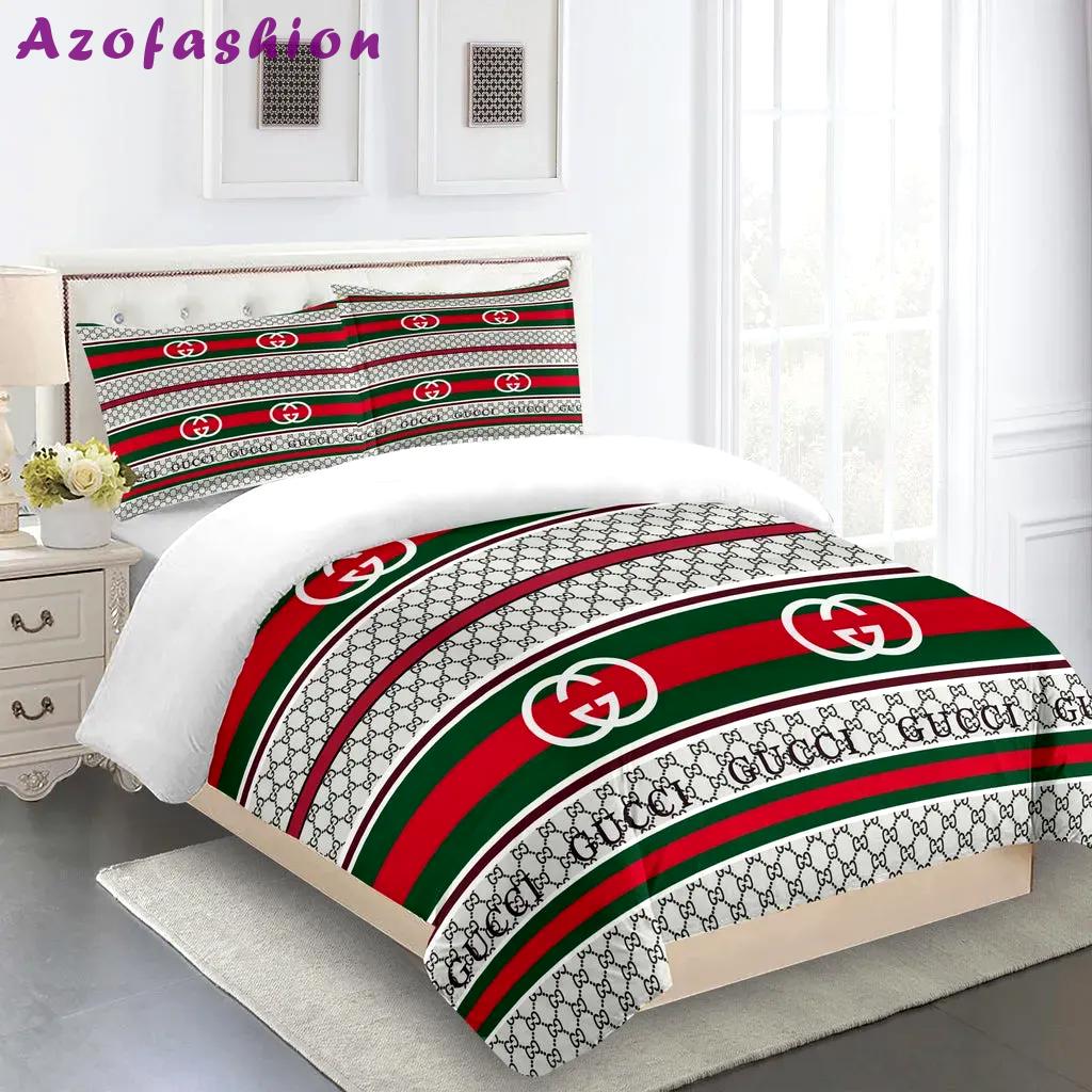Gucci fashion logo limited luxury brand bedding sets, bedroom decor , thanksgiving decorations for home 06 best luxury bed sets gift thankgivings and christmas Bedding Sets
