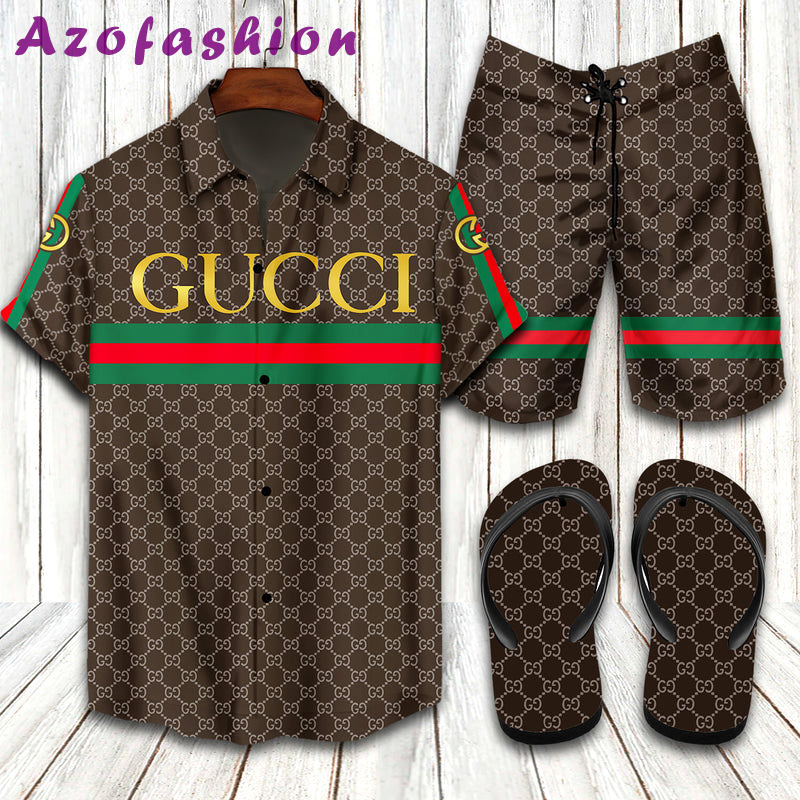 Gucci flip flops  and combo hawaii shirt Hawaii Shirt Shorts & Flip Flops