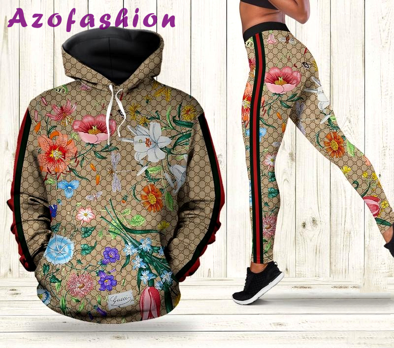 Gucci floral pattern 3d all over print hoodie leggings set 185 hcst 17 Hoodie Leggings Set