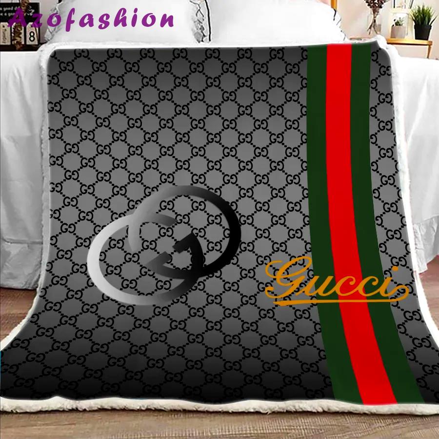 Gucci grey luxury brand premium blanket fleece home decor 67 Blanket Fleece