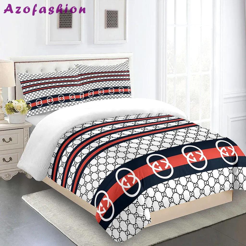 Gucci logo type 1677 Bedding Sets home decor covers blankets bedclothes duvet luxury ideas premium fashion brand bed linen hyperbeast Bedroom sheets bedspread
