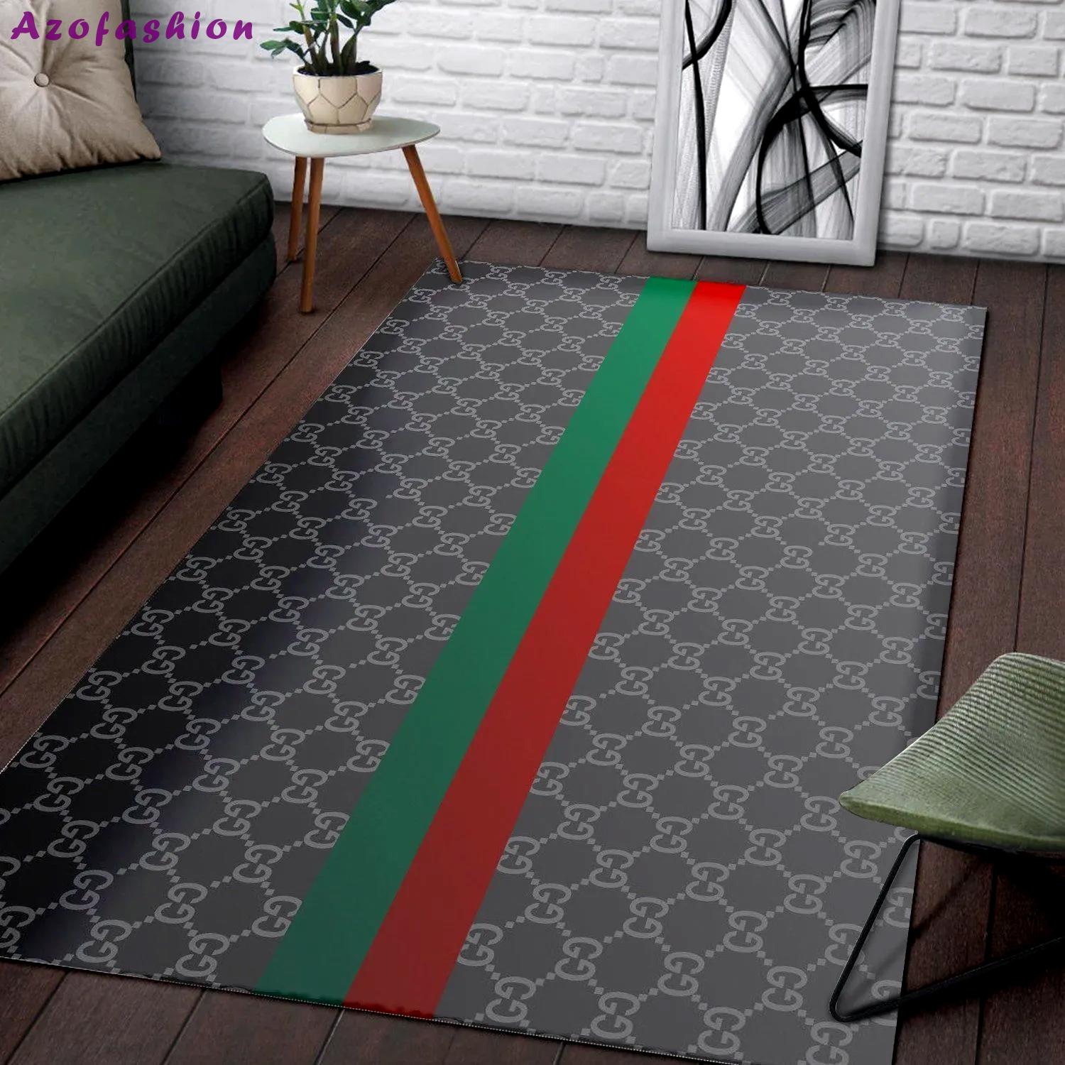 Gucci logo type 304. Upgrade Your Living Room with Luxury Home Decor: Area Carpets, Floor Decor, Door Mats, and Hot Gift Items with style a High-End Fashion Brand Rectangle Rug