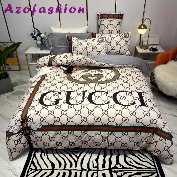 Gucci logo type 642 Bedding Sets bedspread duvet premium fashion brand bedclothes blankets covers bed linen home decor hyperbeast Bedroom sheets luxury ideas