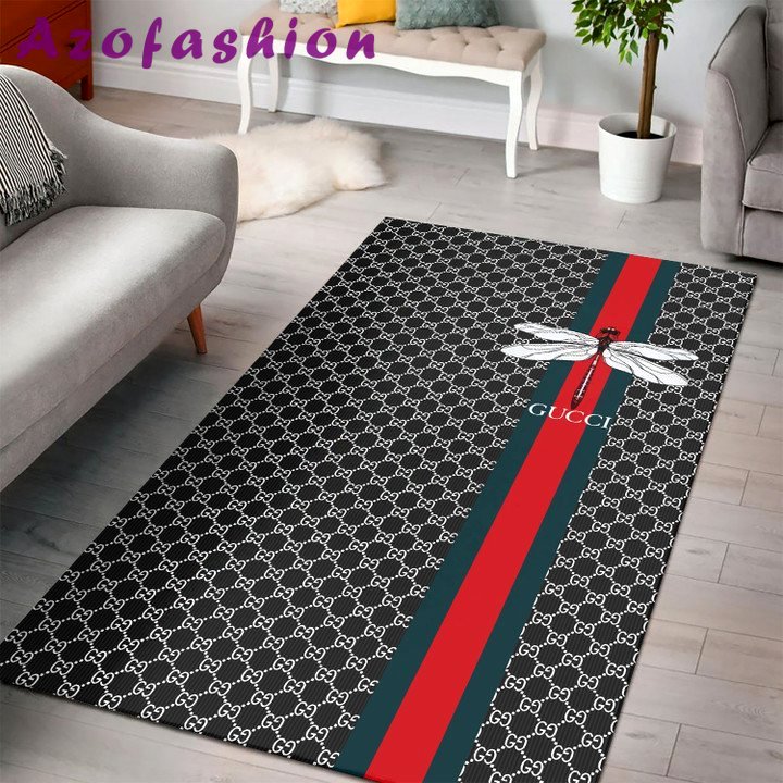 Gucci logo type 717. Upgrade Your Living Room with Luxury Home Decor: Area Carpets, Floor Decor, Door Mats, and Hot Gift Items with style a High-End Fashion Brand Rectangle Rug