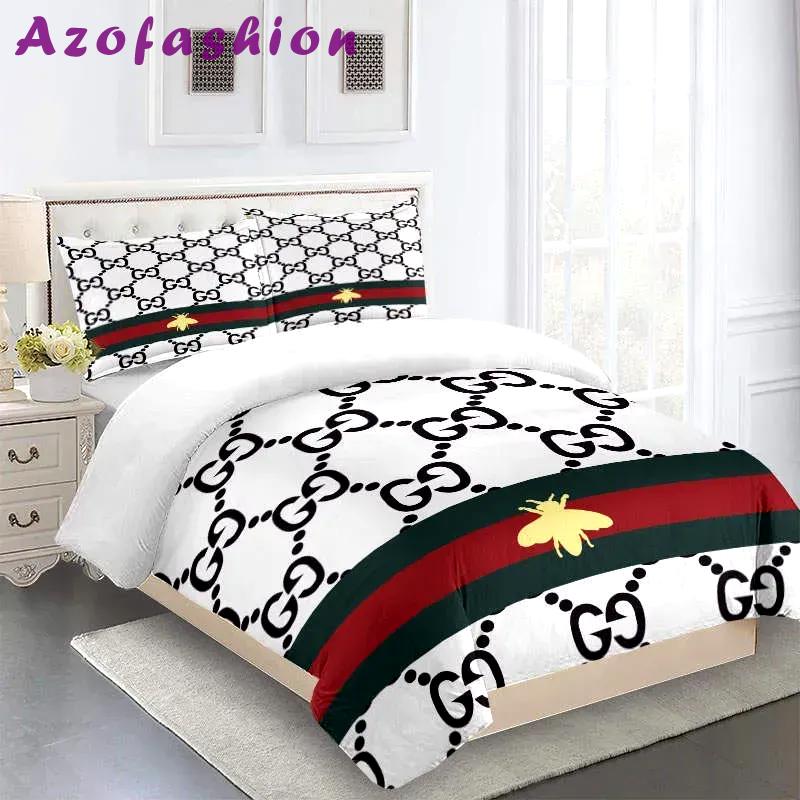 Gucci logo type 946 Bedding Sets blankets duvet bed linen bedspread hyperbeast Bedroom luxury ideas sheets premium fashion brand home decor covers bedclothes