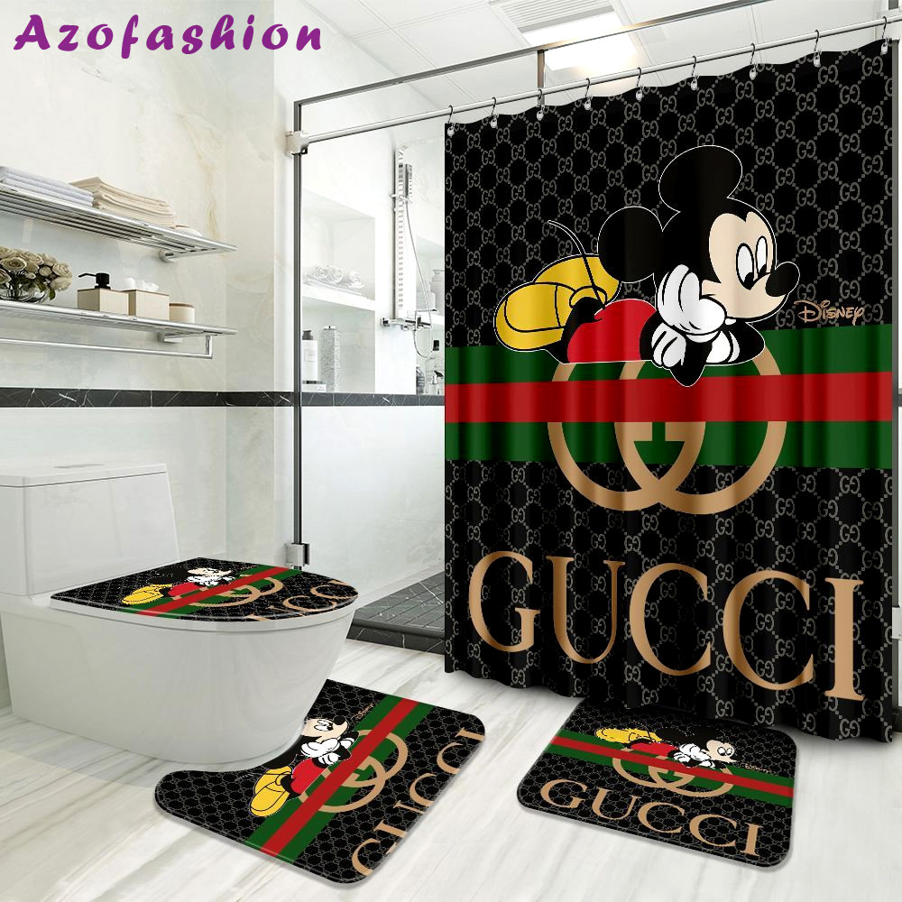 Gucci mickey bathroom set home decor luxury fashion brand bath mat hypebeast Bathroom Set