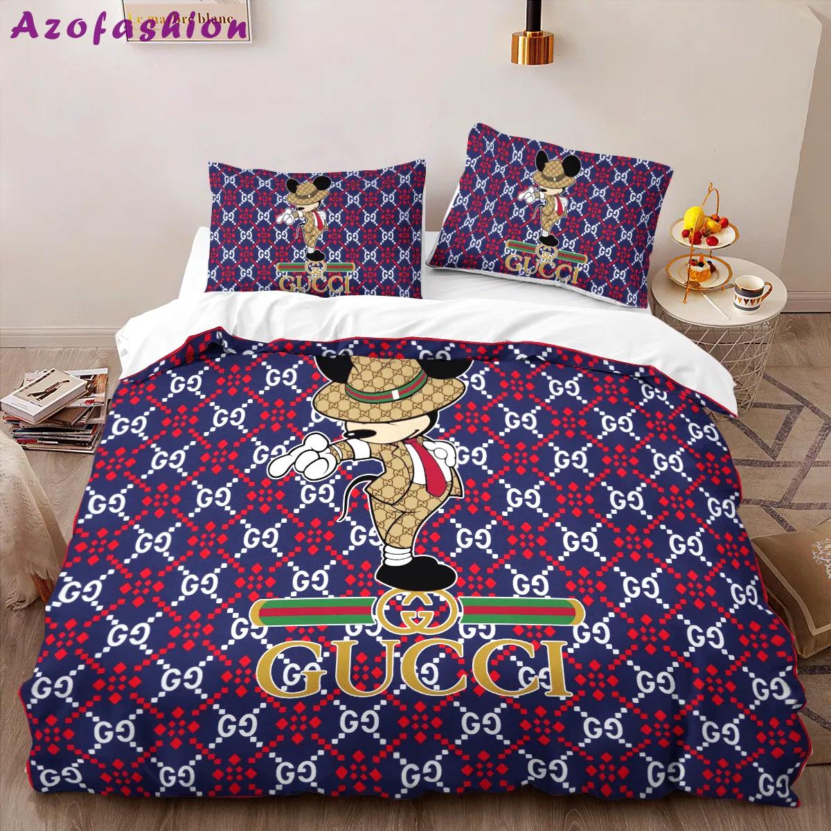 Gucci mickey louis vuitton lv logo type 1183 Bedding Sets sheets luxury ideas premium fashion brand covers duvet bed linen bedclothes bedspread blankets home decor hyperbeast Bedroom