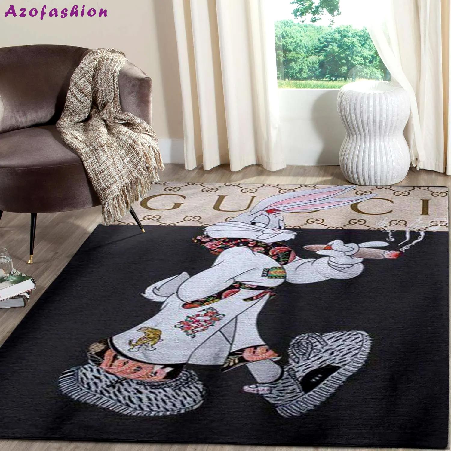 Gucci rabbit logo type 330. Upgrade Your Living Room with Luxury Home Decor: Area Carpets, Floor Decor, Door Mats, and Hot Gift Items with style a High-End Fashion Brand Rectangle Rug