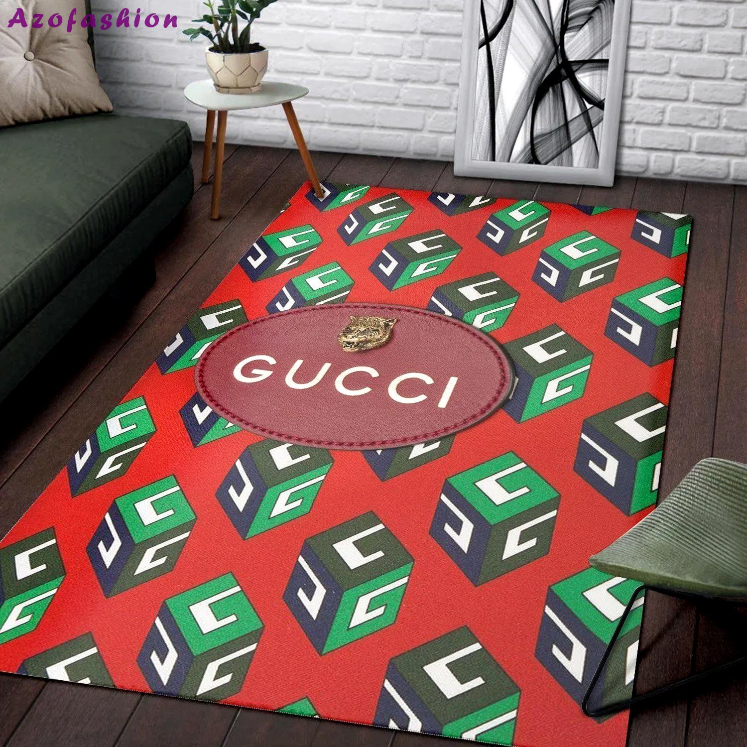 Gucci red logo type 332. Upgrade Your Living Room with Luxury Home Decor: Area Carpets, Floor Decor, Door Mats, and Hot Gift Items with style a High-End Fashion Brand Rectangle Rug