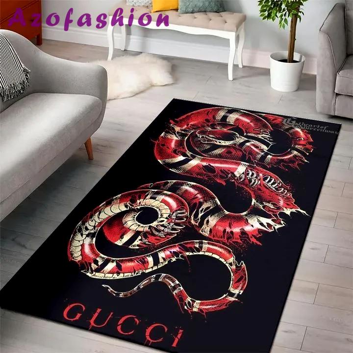 Gucci snake black logo type 939. Upgrade Your Living Room with Luxury Home Decor: Area Carpets, Floor Decor, Door Mats, and Hot Gift Items with style a High-End Fashion Brand Rectangle Rug