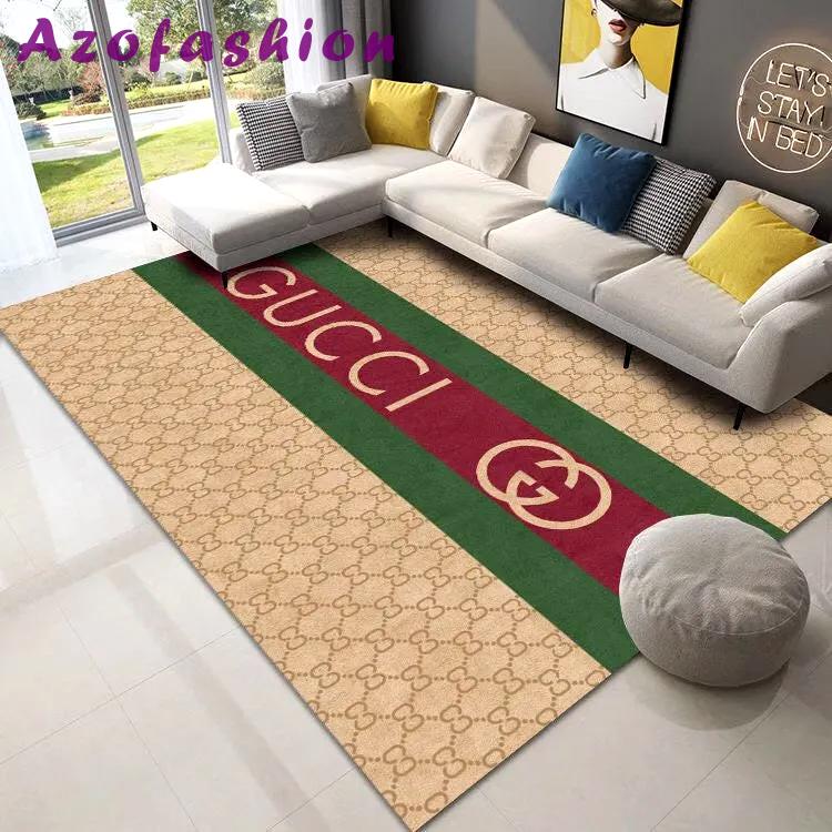 Gucci stripe logo type 34. Upgrade Your Living Room with Luxury Home Decor: Area Carpets, Floor Decor, Door Mats, and Hot Gift Items with style a High-End Fashion Brand Rectangle Rug