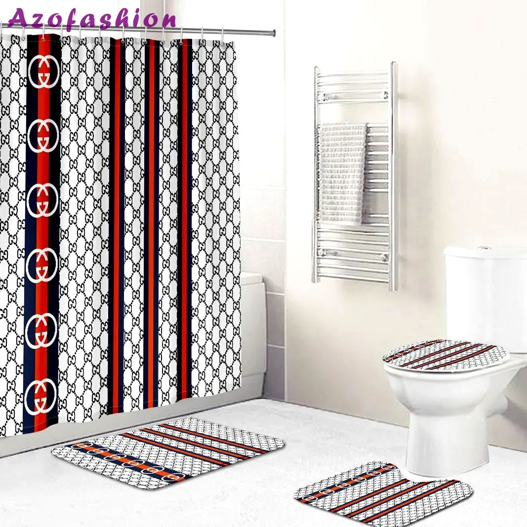 Gucci white bathroom sets luxury fashion brand hypebeast bath mat home decor Bathroom Set