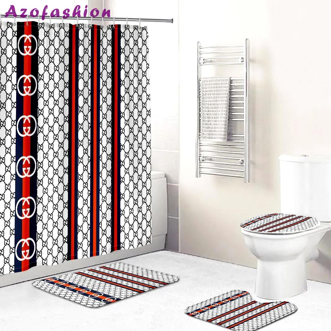 Gucci white black red full bathroom set hypebeast bath mat home decor luxury fashion brand Bathroom Set