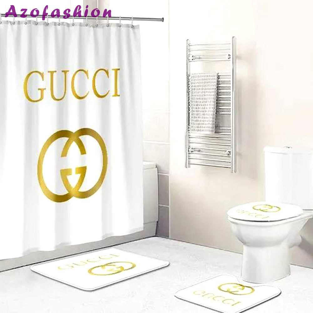 Gucci white luxury fashion brand home decor hypebeast bathroom sets bath mat Bathroom Set