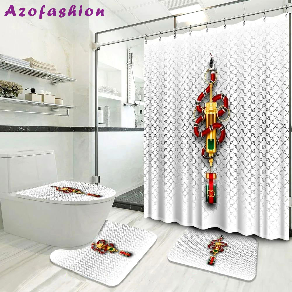 Gucci white snake bathroom sets luxury fashion brand hypebeast bath mat home decor Bathroom Set