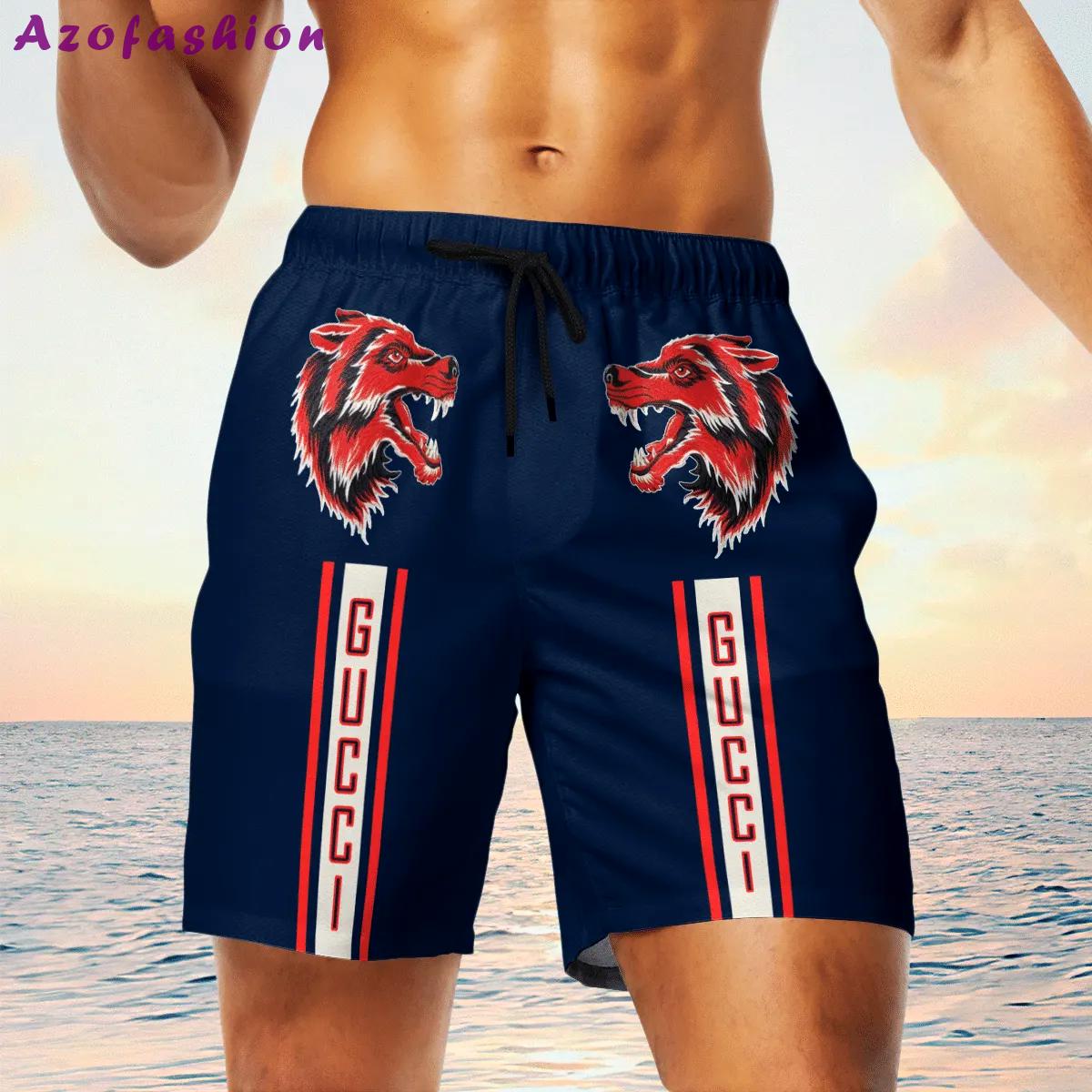 Gucci wolf navy luxury brand premium fashion shorts for men luxury summer outfit trending 2023 75 Shorts For Ment