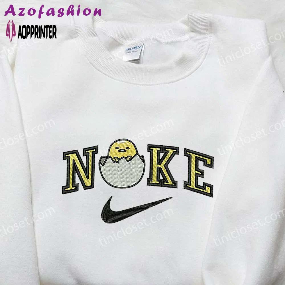 Gudetama x nike embroidered shirt: cartoon & nike inspired design Embroidered Shirt