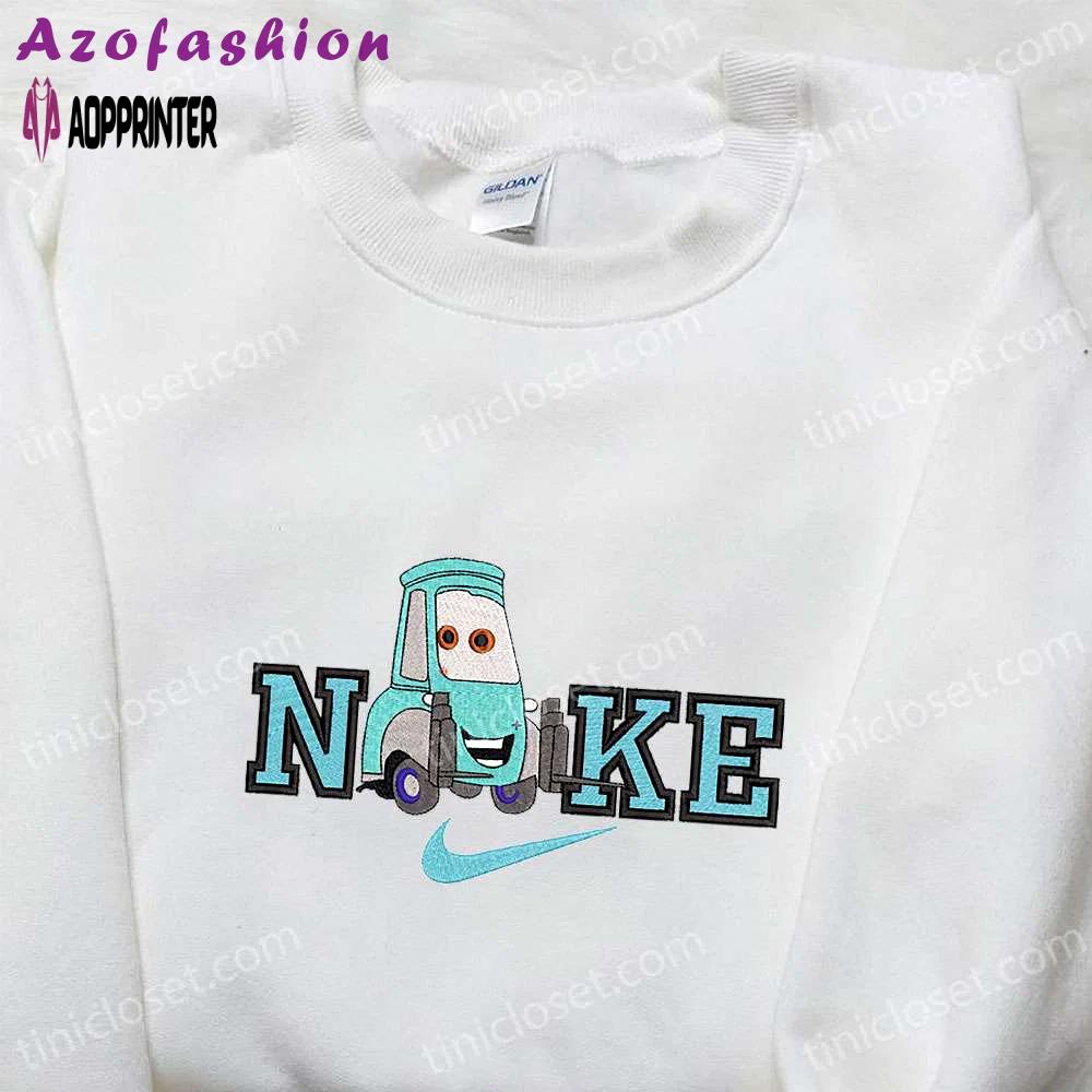 Guido x nike cartoon embroidered sweatshirt pixar cars disney shirt nike inspired tee Embroidered Shirt