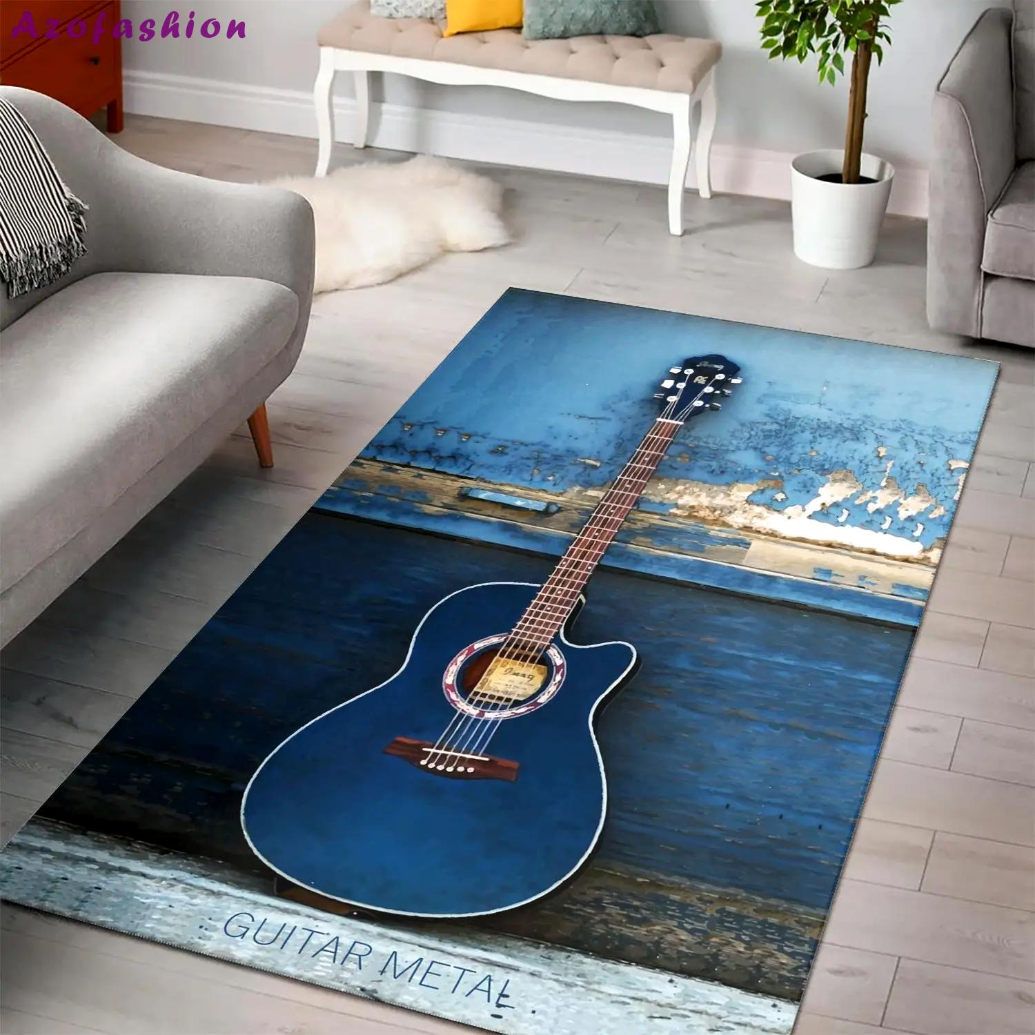 Guitar music rug living room rug home decor room area floor home decor Rectangle Rug