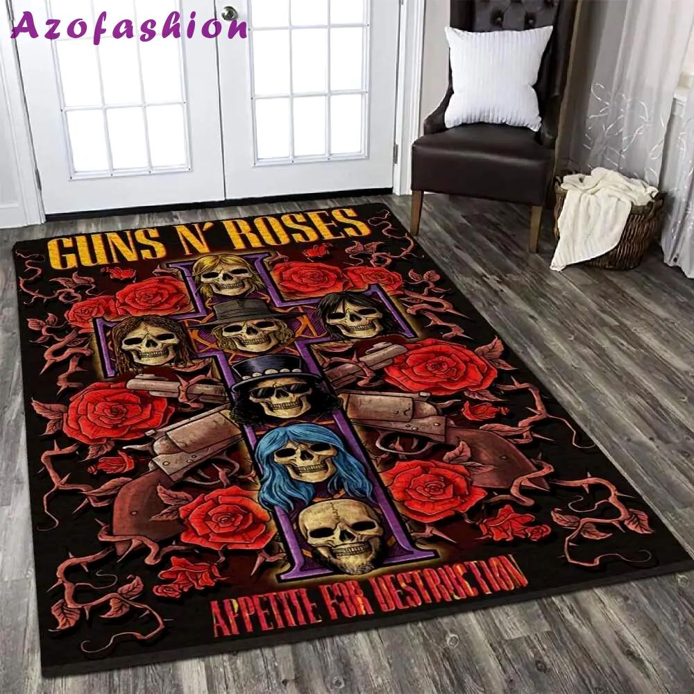 Guns n’ roses area rug music rug regtangle carpet floor decor home decor v11337 Rectangle Rug