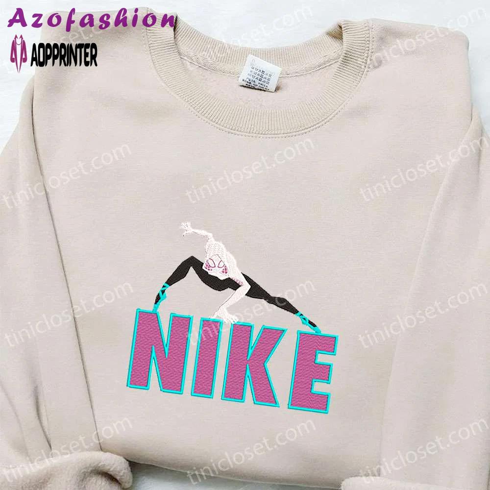 Gwen stacy x nike cartoon embroidered sweatshirt – marvel comic & nike inspired shirt Embroidered Shirt