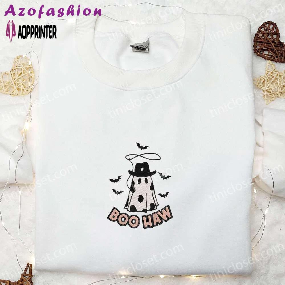 Halloween boo haw ghost embroidered sweatshirt: cool shirts for halloween lovers – best gifts! Embroidered Shirt