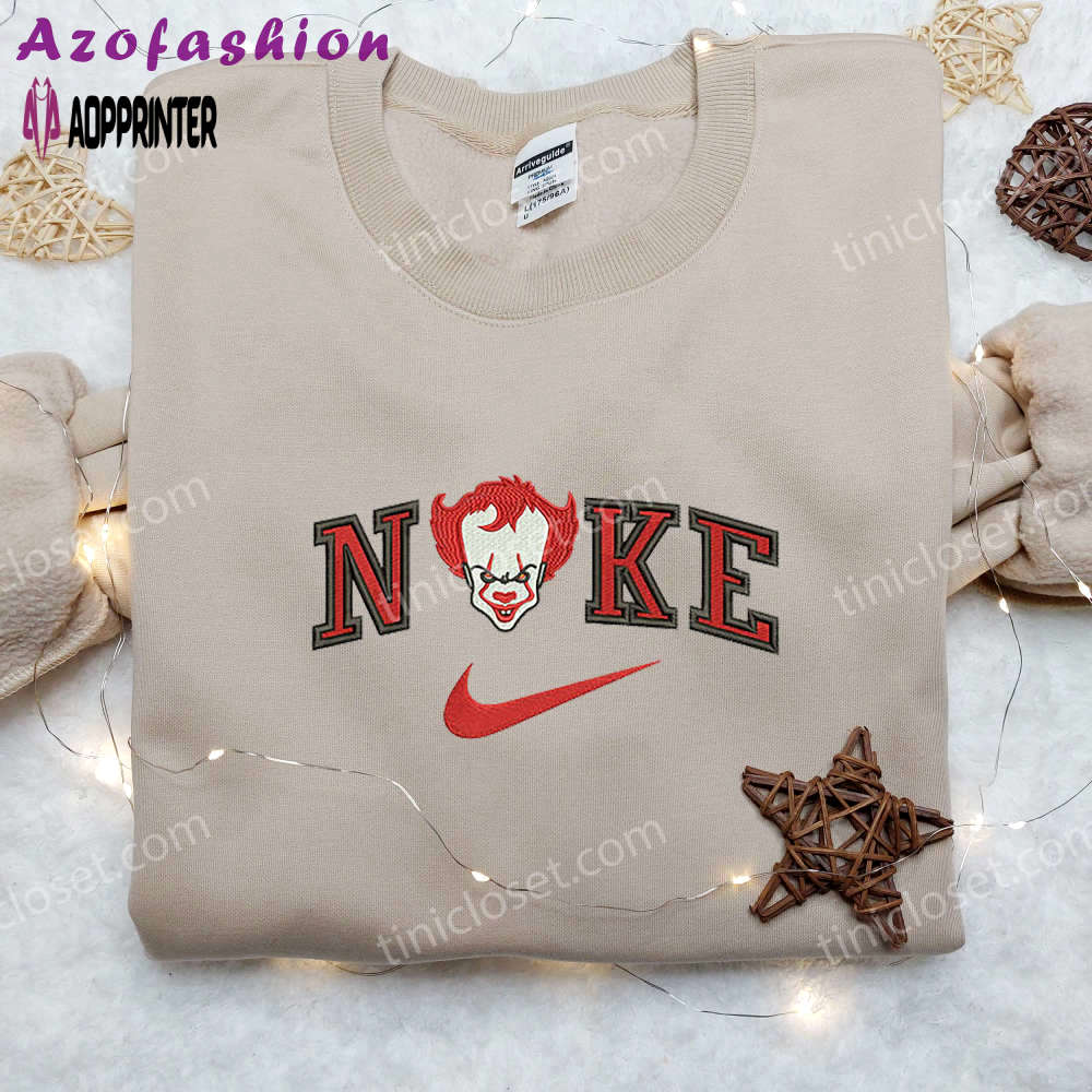 Halloween clown x nike embroidered shirt customized unique & spooky nike shirt Embroidered Shirt