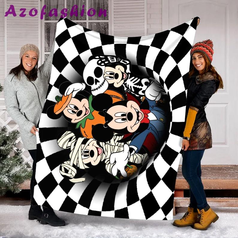 Halloween decorations halloween mickey mummy blanket, skeleton mickey blanket, pumpkin halloween blanket, halloween mickey fleece blanket minnie halloween blanket Quilt Blanket