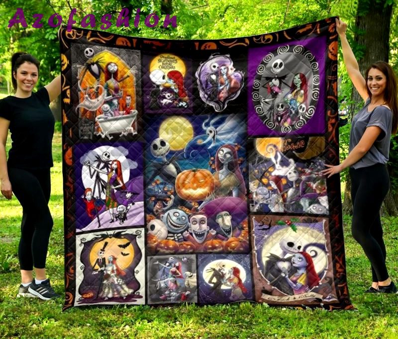 Halloween decorations jack skellington happy halloween quilt blanket Quilt Blanket